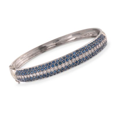 C. 1990 Vintage 7.00 ct. t.w. Sapphire and 1.00 ct. t.w. Diamond Bracelet in 14kt White Gold. 6.5" &mdash; Alt Image 1