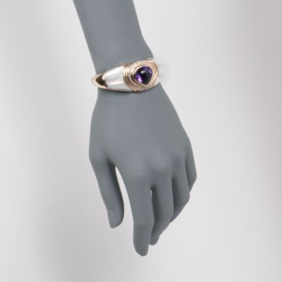 C. 1970 Vintage 15.50 ct. t.w. Amethyst and .85 ct. t.w. Diamond Bracelet in 14kt Yellow Gold. 6.5" &mdash; Alt Image 2