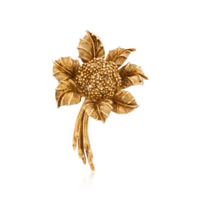 C.1960 Vintage Bulgari 18kt Yellow Gold Floral Pin &mdash; Alt Image 1