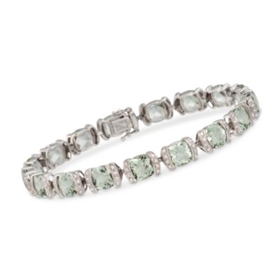 20.00 ct. t.w. Green Amethyst and .51 ct. t.w. Diamond Bracelet in Sterling Silver &mdash; Alt Image 1