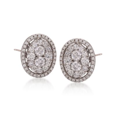 1.40 ct. t.w. Oval Diamond Stud Earrings in 18kt White Gold.  &mdash; Alt Image 1