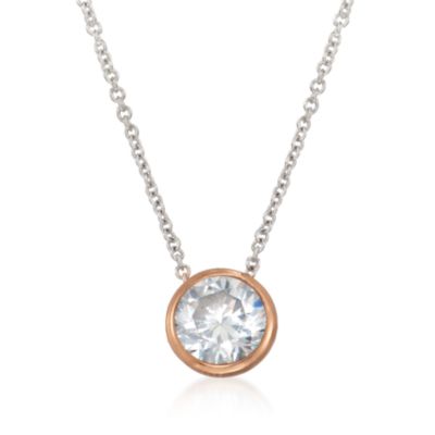 2.00 Carat CZ Pendant Necklace in Two-Tone &mdash; Alt Image 1