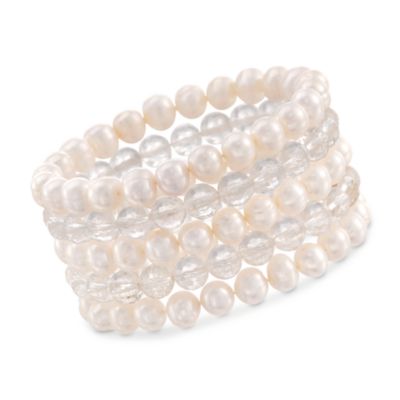 Set of Five Pearl and Rock Crystal Bracelets &mdash; Alt Image 1