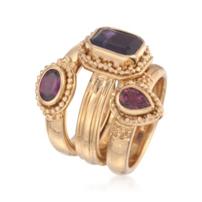 Set of Three 3.32 ct. t.w. Multi-Gemstone Rings in 14kt Over Sterling &mdash; Alt Image 3