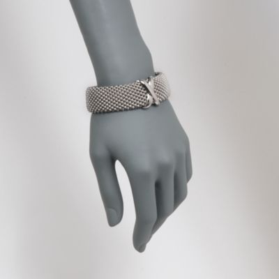 Italian Sterling Silver Beaded X Bracelet. 7" &mdash; Alt Image 2