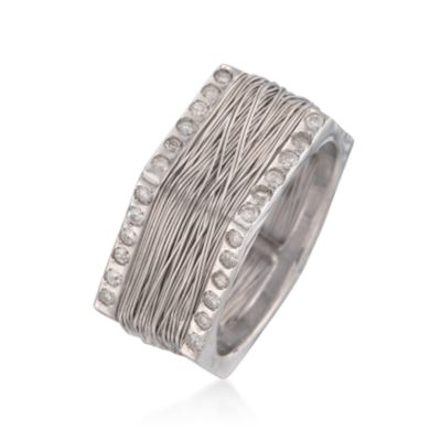 .36 ct. t.w. Diamond Italian Hexagon Ring in Sterling Silver &mdash; Alt Image 3