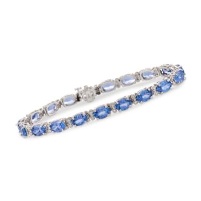 14.00 ct. t.w. Tanzanite and .25 ct. t.w. Diamond Line Bracelet in 14kt White Gold &mdash; Alt Image 1