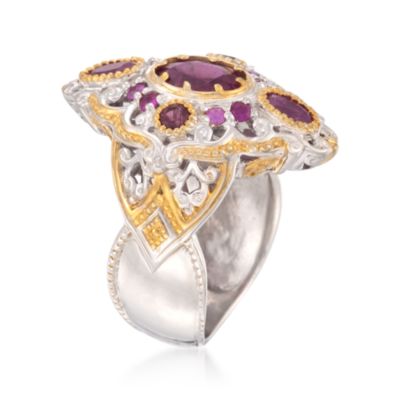 1.20 Carat Rubelite and .89 ct. t.w. Multi-Gemstone Cocktail Ring in Two-Tone &mdash; Alt Image 3