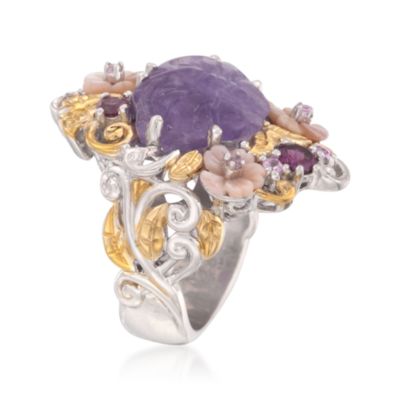 5.18 Carat Amethyst and 1.28 ct. t.w. Multi-Gemstone Butterfly Ring in Two-Tone &mdash; Alt Image 3