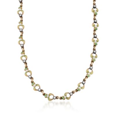 C. 1980 Vintage Cultured Pearl and Diamond Necklace in 18kt Yellow Gold. 18.5" &mdash; Alt Image 1