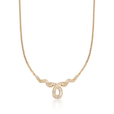 C.1980 Vintage 1.70 ct. t.w. Diamond Twist Necklace in 18kt Yellow Gold. 18" &mdash; Alt Image 1