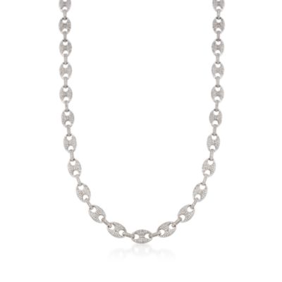 C. 1990 Vintage 13.00 ct. t.w. Diamond Link Necklace in 14kt White Gold. 34.50" &mdash; Alt Image 1