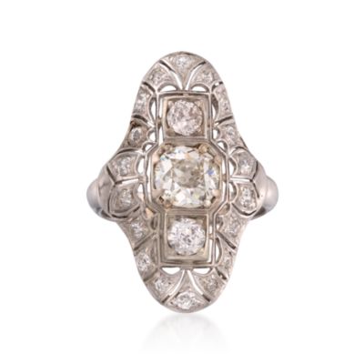 C. 1930 Vintage 2.10 ct. t.w. Diamond Dinner Ring in 14kt White Gold. Size 5 &mdash; Alt Image 1