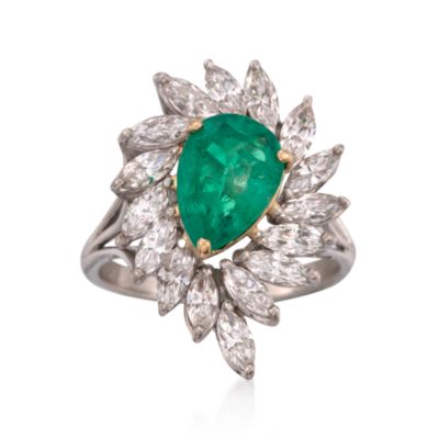 C. 1970 Vintage 2.30 Carat Emerald and 1.60 ct. t.w. Diamond Ring in Two-Tone. Size 6.5 &mdash; Alt Image 1