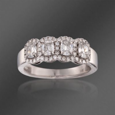 Henri Daussi .89 ct. t.w. Diamond 4-Stone Ring in 14kt White Gold &mdash; Alt Image 1
