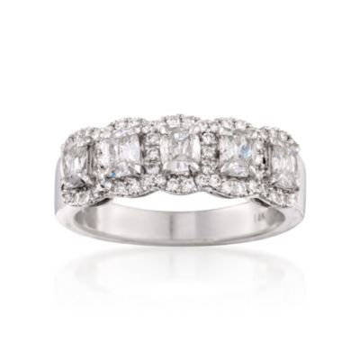 Henri Daussi 1.09 ct. t.w. Diamond 5-Stone Ring in 14kt White Gold &mdash; Alt Image 1