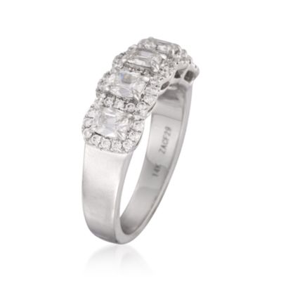 Henri Daussi 1.09 ct. t.w. Diamond 5-Stone Ring in 14kt White Gold &mdash; Alt Image 3