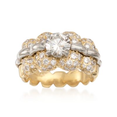 C. 1990 Vintage Jose Hess 2.00 ct. t.w. Diamond Ring in 18kt Two-Tone Gold. Size 7.5 &mdash; Alt Image 1