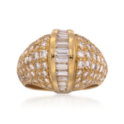 C. 1990 Vintage 3.55 ct. t.w. Diamond Ring in 18kt Yellow Gold. Size 7 &mdash; Alt Image 1