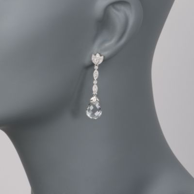 Vintage-Inspired Rock Crystal and .10 ct. t.w. Diamond Earrings in Sterling Silver &mdash; Alt Image 2