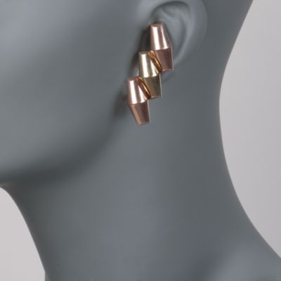 C. 1940 Vintage Mossalone 14kt Two-Tone Gold Earrings &mdash; Alt Image 2