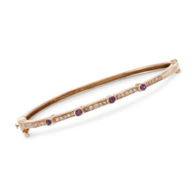 C. 1990 Vintage Ruby and Diamond Bangle Bracelet in 14kt Yellow Gold. 6.5" &mdash; Alt Image 1