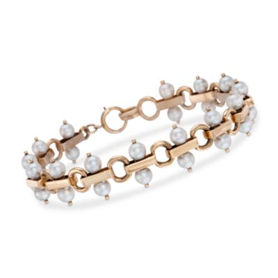 C. 1960 Vintage Tiffany Jewelry Cultured Pearl Bracelet in 14kt Yellow Gold. 8.5" &mdash; Alt Image 1