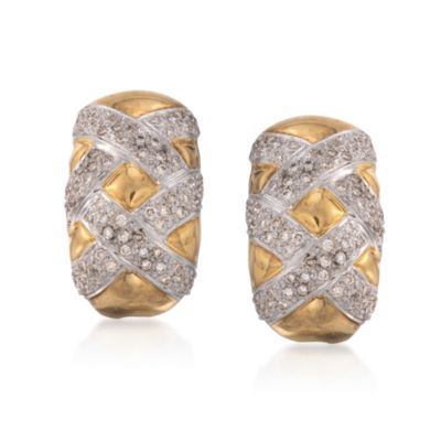 C. 1980 Vintage .95 ct. t.w. Diamond Earrings in 18kt Yellow Gold &mdash; Alt Image 1