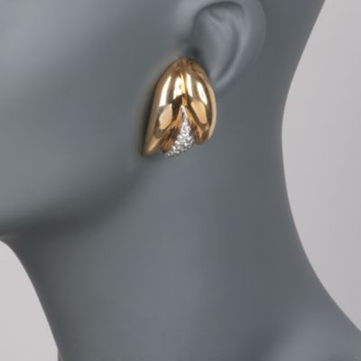 C. 1980 Vintage 1.80 ct. t.w. Diamond Tulip Earrings 18kt Yellow Gold &mdash; Alt Image 2