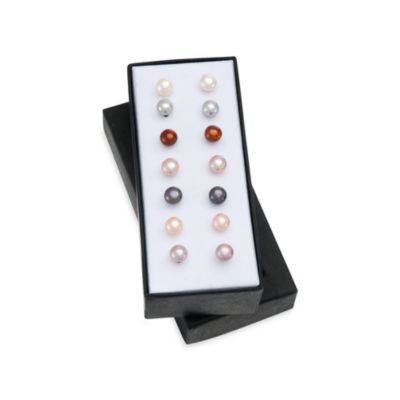 Seven Pairs of 6-7mm Multicolored Pearl Earrings in Sterling Silver &mdash; Alt Image 10