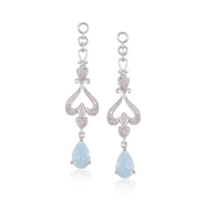 Aquamarine and .10 ct. t.w. Diamond Drop Earrings in Sterling Silver &mdash; Alt Image 1