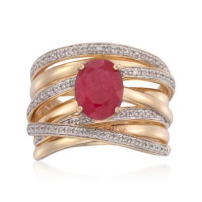 2.30 Carat Ruby and .20 ct. t.w. Diamond Multi-Row Crisscross Ring in 18kt Over Sterling &mdash; Alt Image 1