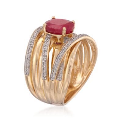 2.30 Carat Ruby and .20 ct. t.w. Diamond Multi-Row Crisscross Ring in 18kt Over Sterling &mdash; Alt Image 3