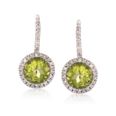 2.80 ct. t.w. Peridot and .15 ct. t.w. Diamond Drop Earrings in Sterling Silver &mdash; Alt Image 1