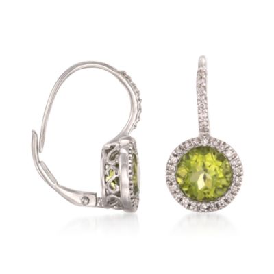 2.80 ct. t.w. Peridot and .15 ct. t.w. Diamond Drop Earrings in Sterling Silver &mdash; Alt Image 3