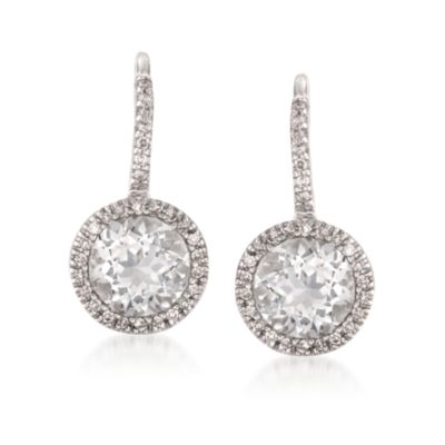 3.00 ct. t.w. White Topaz And.15 ct. t.w. Diamond Drop Earrings in Sterling Silver &mdash; Alt Image 1