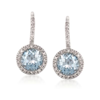 2.40 ct. t.w. Aquamarine and .15 ct. t.w. Diamond Drop Earrings in Sterling Silver &mdash; Alt Image 1