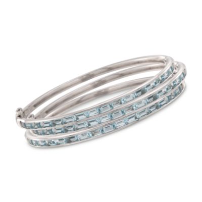 Set of Three 11.70 ct. t.w. Aquamarine Bangle Bracelets in Sterling Silver &mdash; Alt Image 1