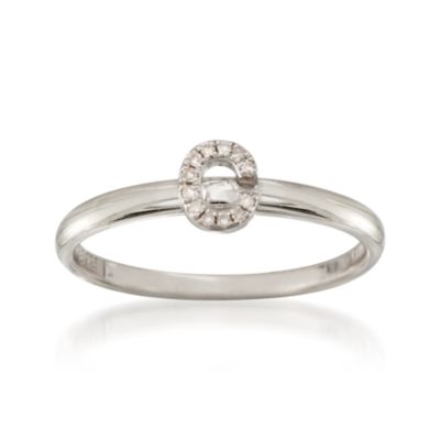Diamond "C" Mini Initial Ring in Sterling Silver &mdash; Alt Image 1