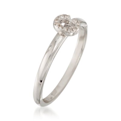 Diamond "C" Mini Initial Ring in Sterling Silver &mdash; Alt Image 3