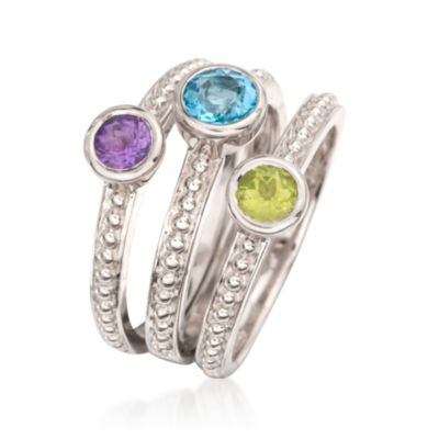 Set of Three 1.50 ct. t.w. Multi-Gem Rings in Sterling Silver &mdash; Alt Image 3