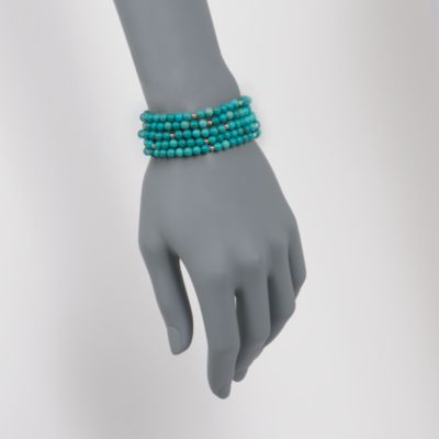 Set of Five Turquoise Bracelets in 14kt Yellow Gold &mdash; Alt Image 2