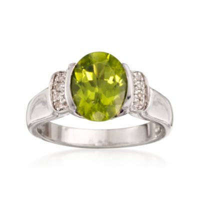 2.55 Carat Peridot Ring With Diamonds in Sterling Silver &mdash; Alt Image 1