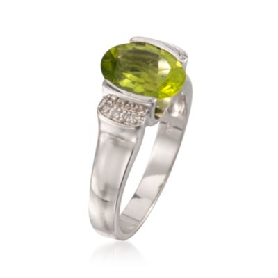 2.55 Carat Peridot Ring With Diamonds in Sterling Silver &mdash; Alt Image 3