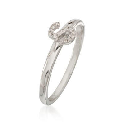 Diamond "S" Mini Initial Ring in Sterling Silver &mdash; Alt Image 3