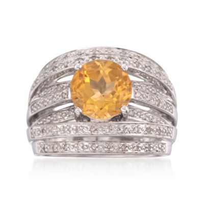 2.20 Carat Citrine and .20 ct. t.w. Diamond Ring in Sterling Silver &mdash; Alt Image 1
