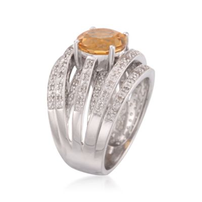 2.20 Carat Citrine and .20 ct. t.w. Diamond Ring in Sterling Silver &mdash; Alt Image 3