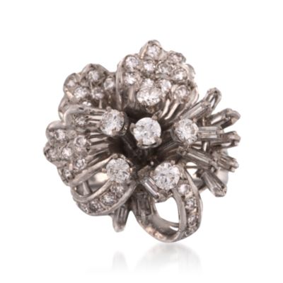 C. 1970 Vintage 1.75 ct. t.w. Diamond Swirl Ring in Two-Tone. Size 5 &mdash; Alt Image 1