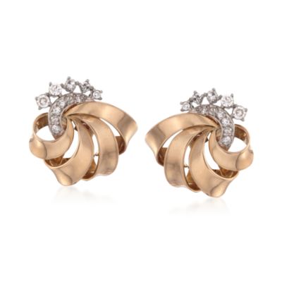 C. 1960 Vintage .60 ct. t.w. Diamond Swirl Earrings in Two-Tone &mdash; Alt Image 1