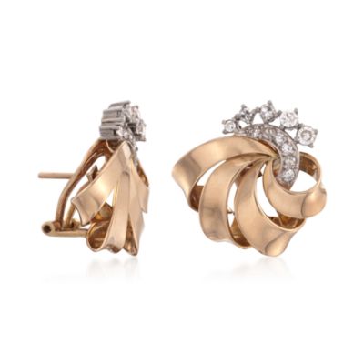 C. 1960 Vintage .60 ct. t.w. Diamond Swirl Earrings in Two-Tone &mdash; Alt Image 3